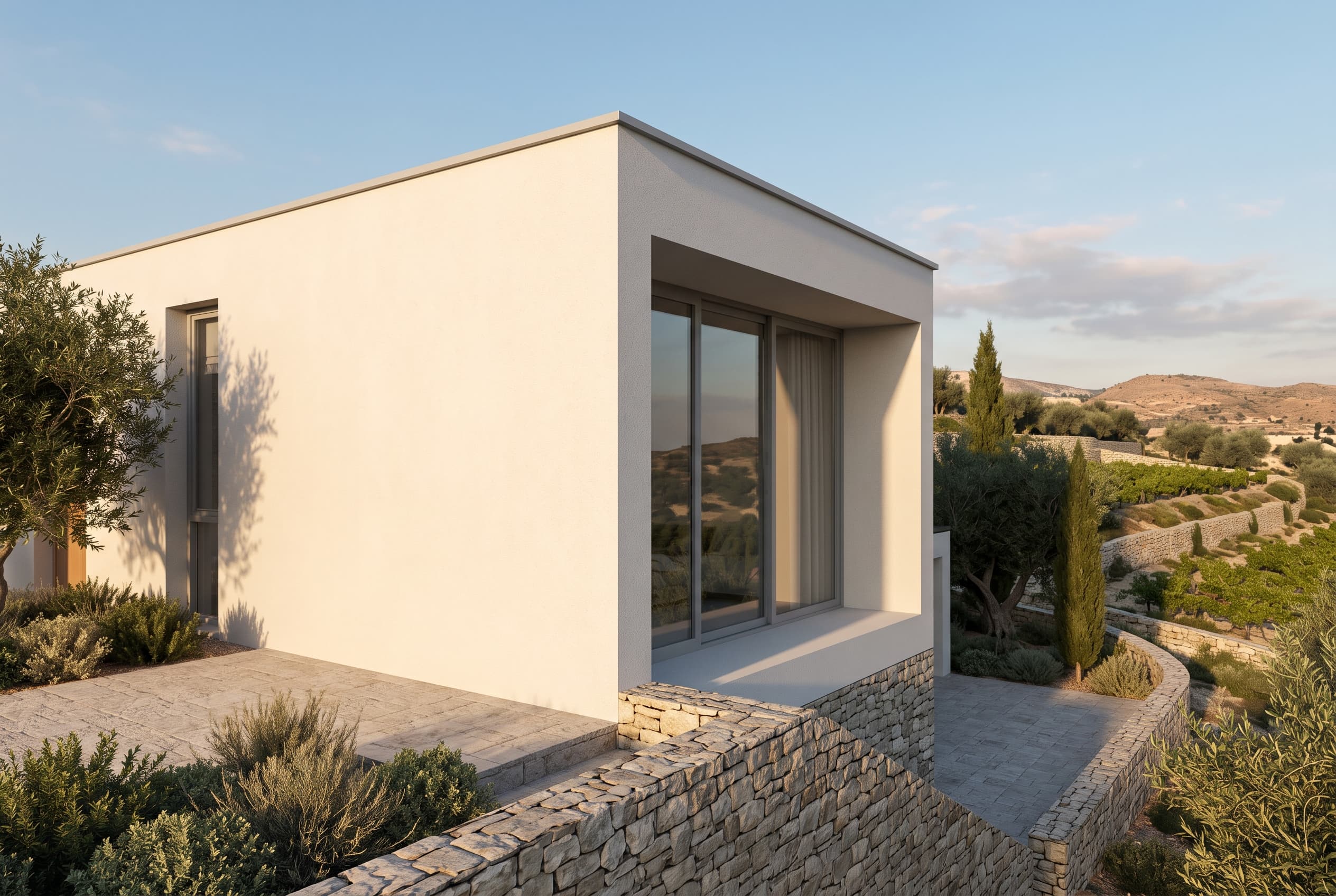 Visualisation of the finished insulated facade meeting a window reveal on a completed wall